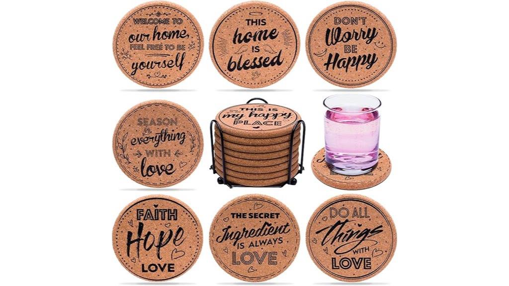 absorbent cork drink coasters