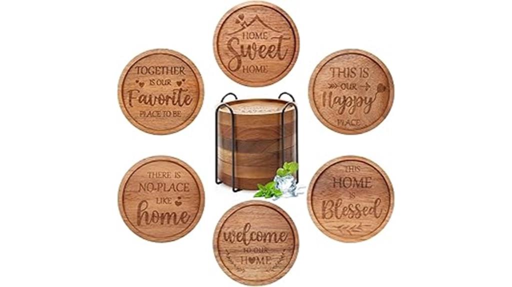 acacia wooden coasters set