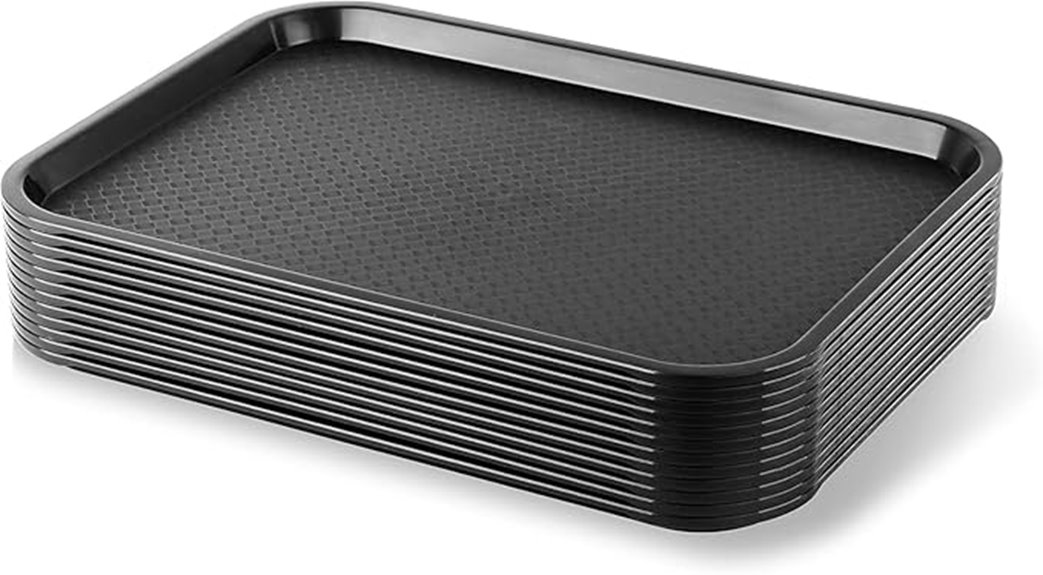 black fast food trays