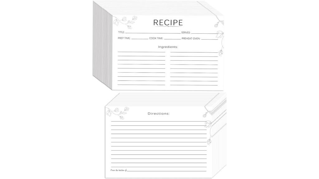 blank recipe cards pack