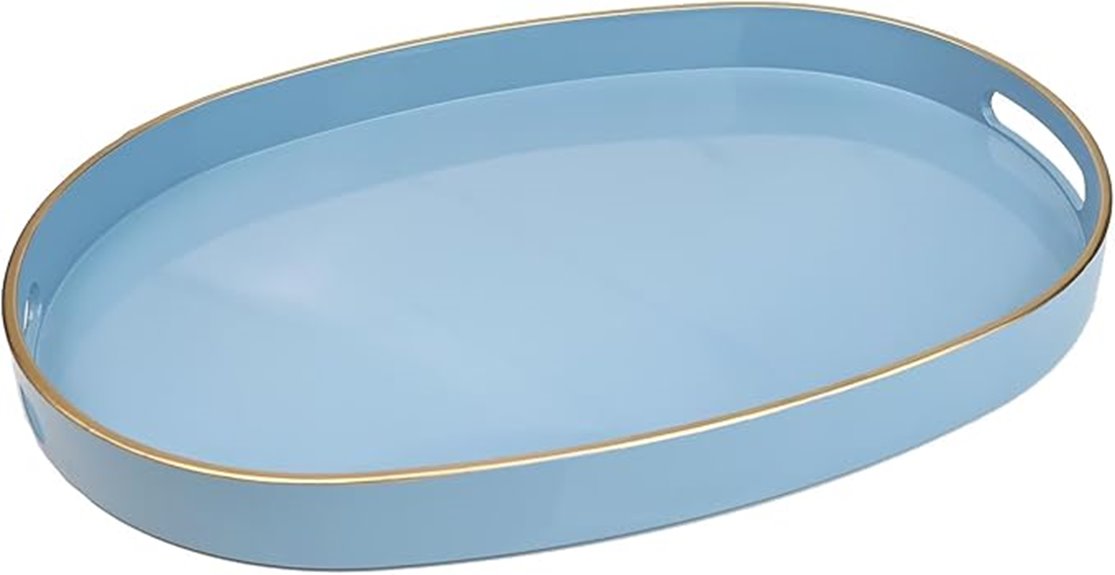 blue plastic serving tray