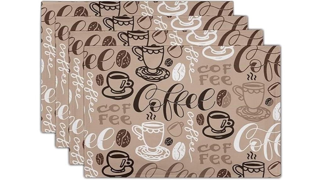 brown coffee themed placemats set