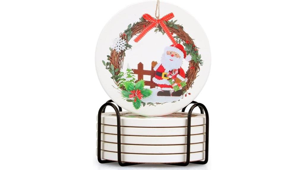 ceramic christmas coasters set