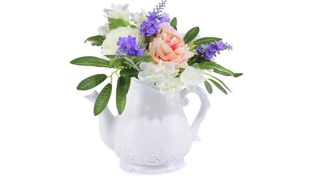 ceramic teapot vase arrangement
