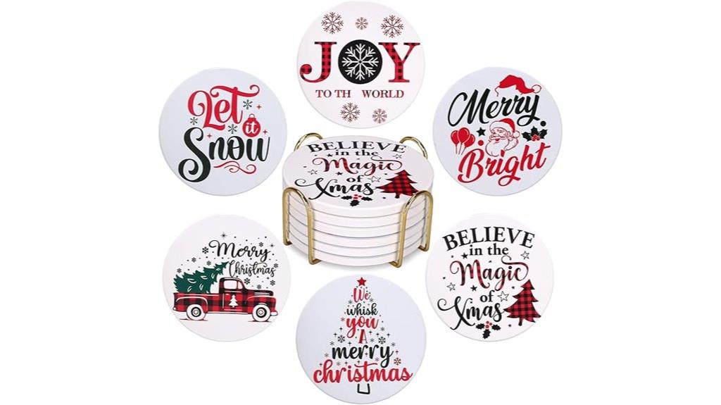 christmas coasters with holder