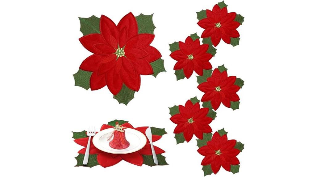 christmas poinsettia placemats set