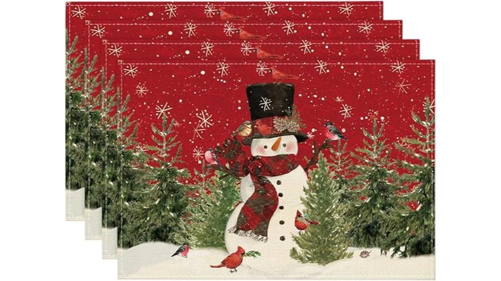 christmas snowman placemats set