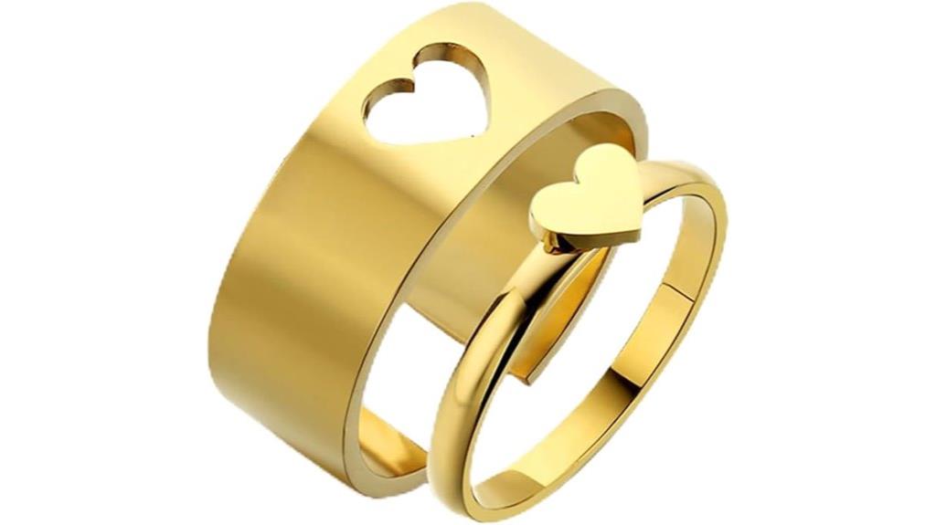 chunky heart butterfly rings
