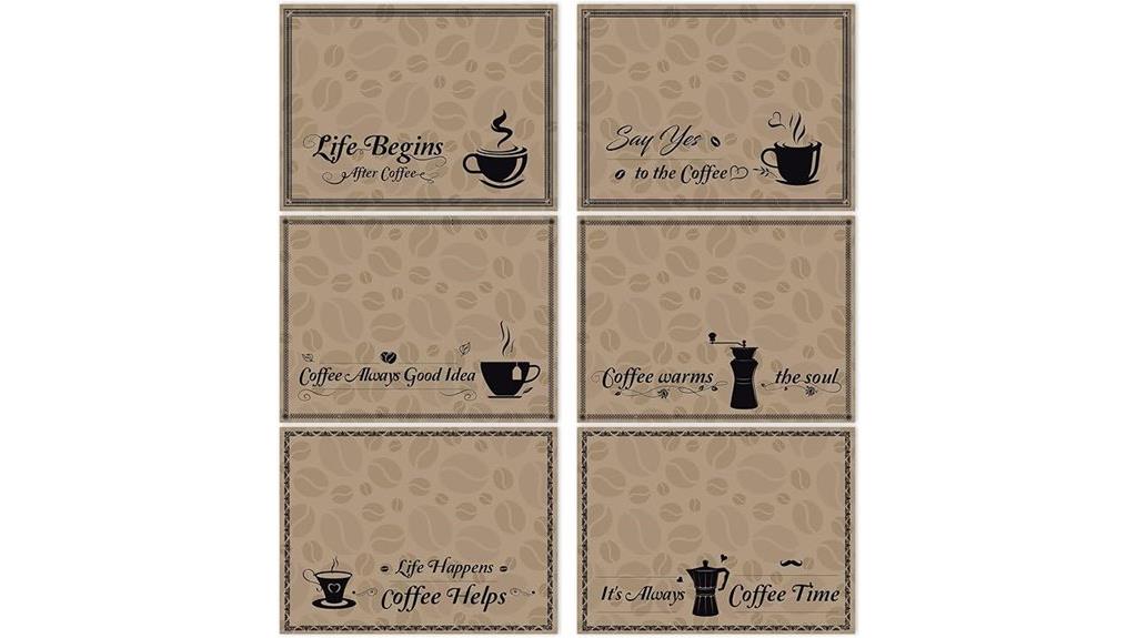 coffee themed placemats set