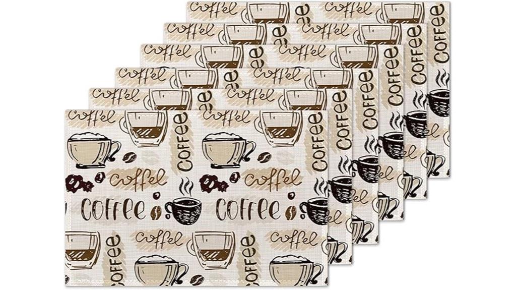 colorful coffee themed placemats