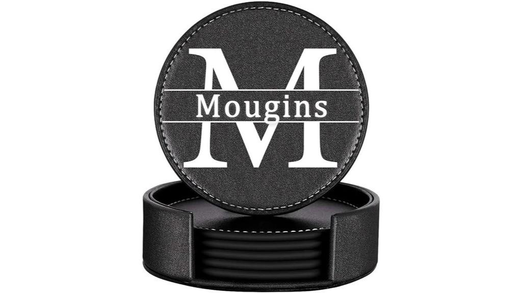 custom leather coasters set