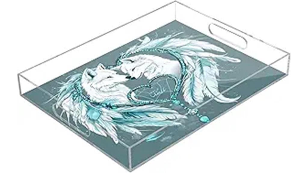 elegant feathered wolf tray