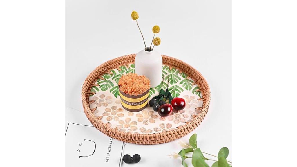 elegant inlaid rattan tray