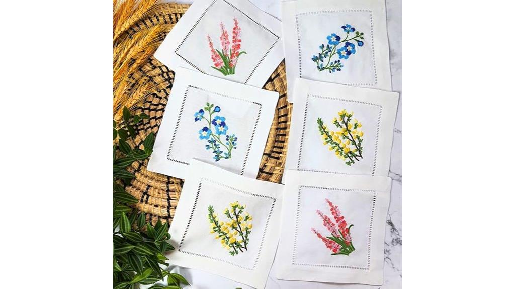 embroidered white cocktail napkins