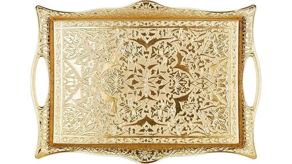 engraved turkish tea tray
