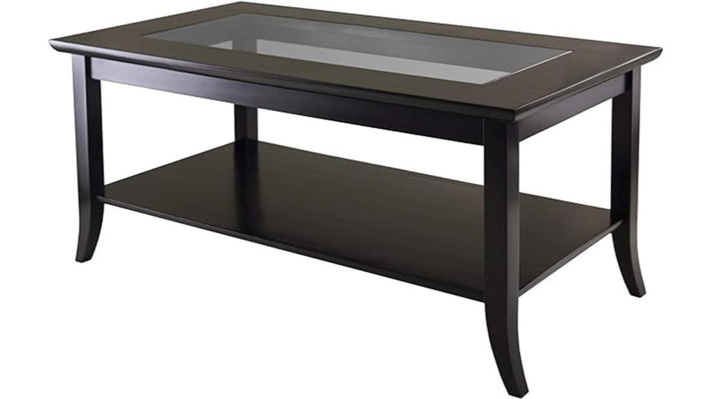 espresso glass top coffee table