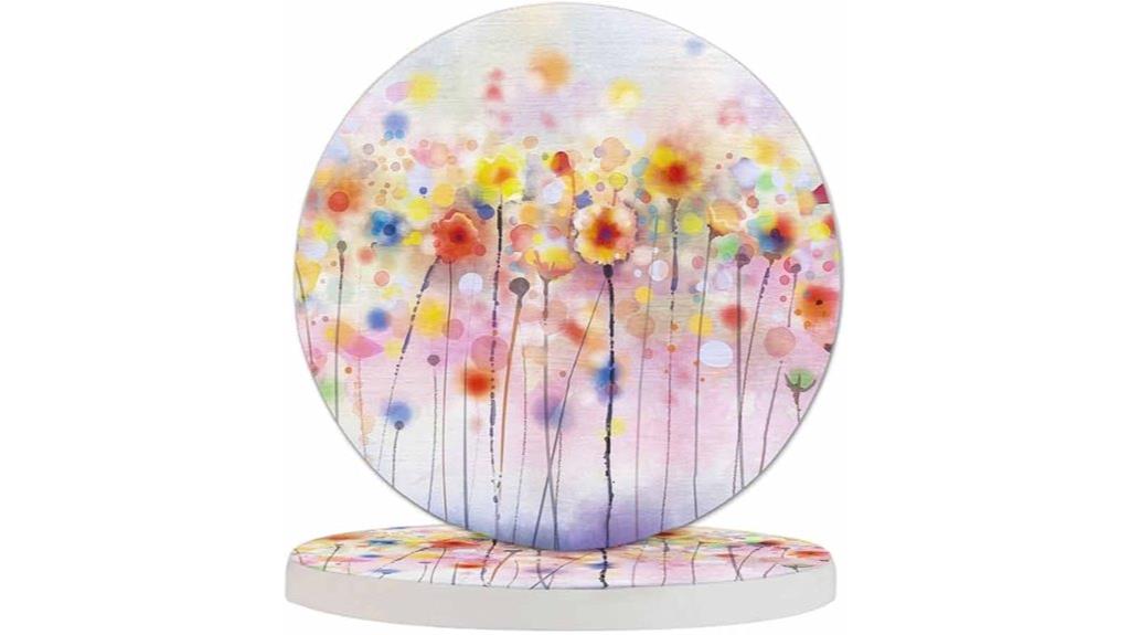 floral drink coasters set