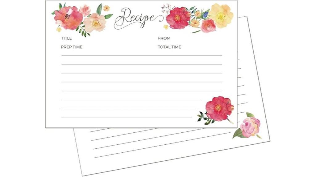 floral recipe card set