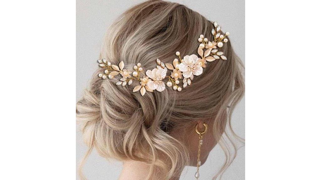 gold leaf bridal headpiece