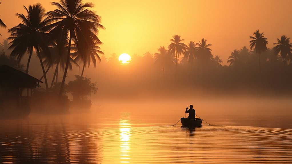 golden sunrise over river
