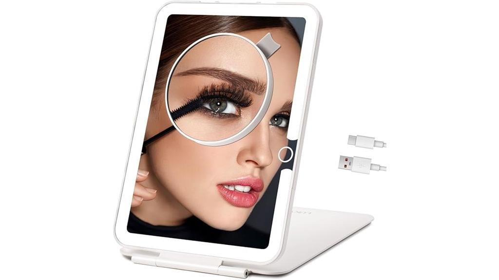 illuminated portable makeup mirror