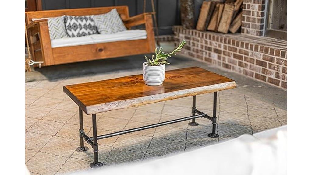 industrial pipe wood table