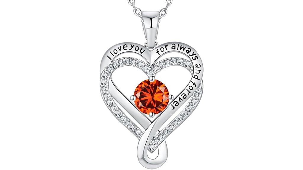 infinity heart birthstone necklace
