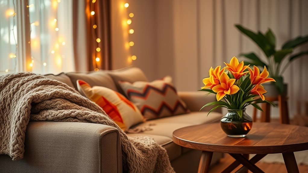 layered lighting and textiles
