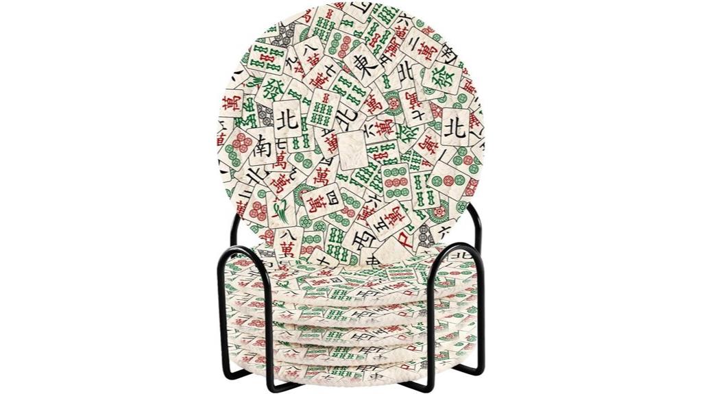 mahjong themed drink coasters