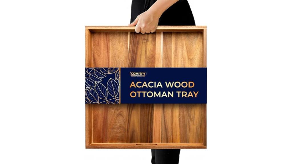 premium acacia wood ottoman