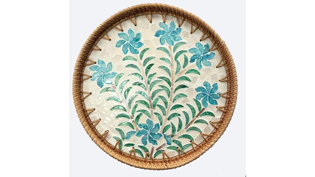 rattan tray with inlay