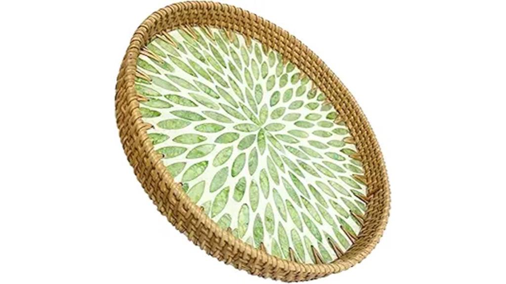 rattan tray with inlay
