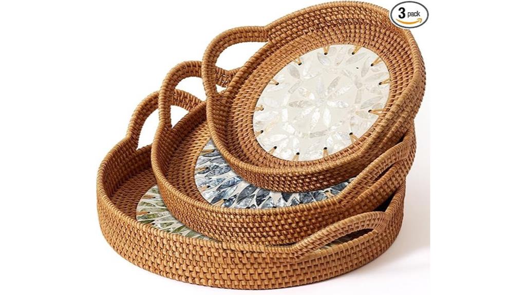 rattan trays with inlay