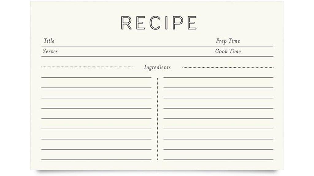 recipe cards 50 count