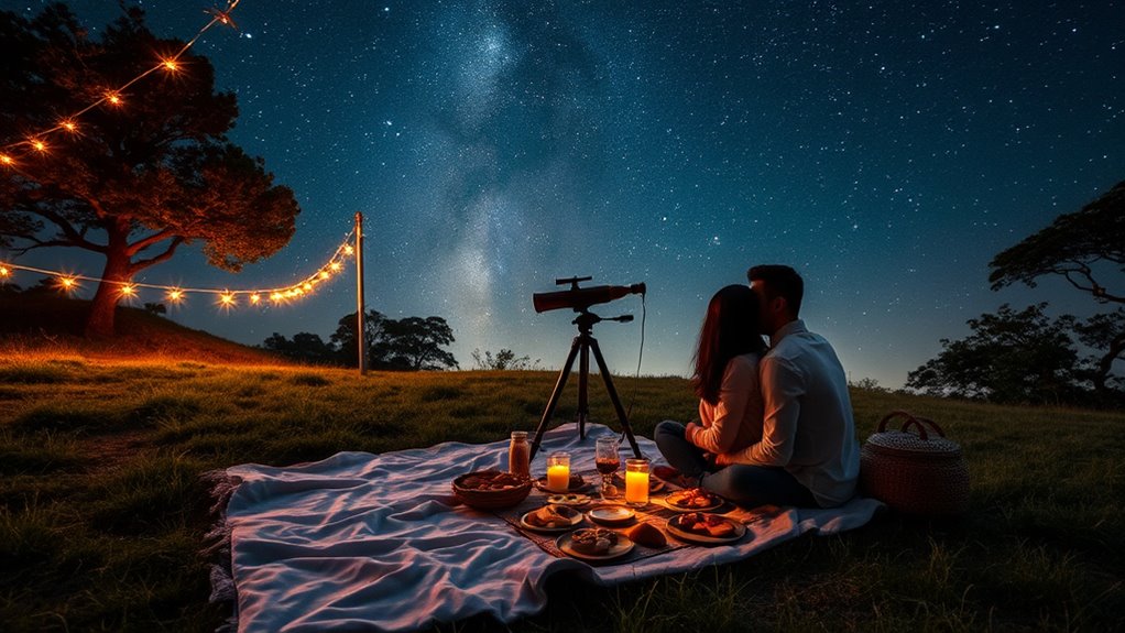 romantic stargazing date setup