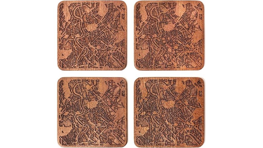 sapele wooden coaster set