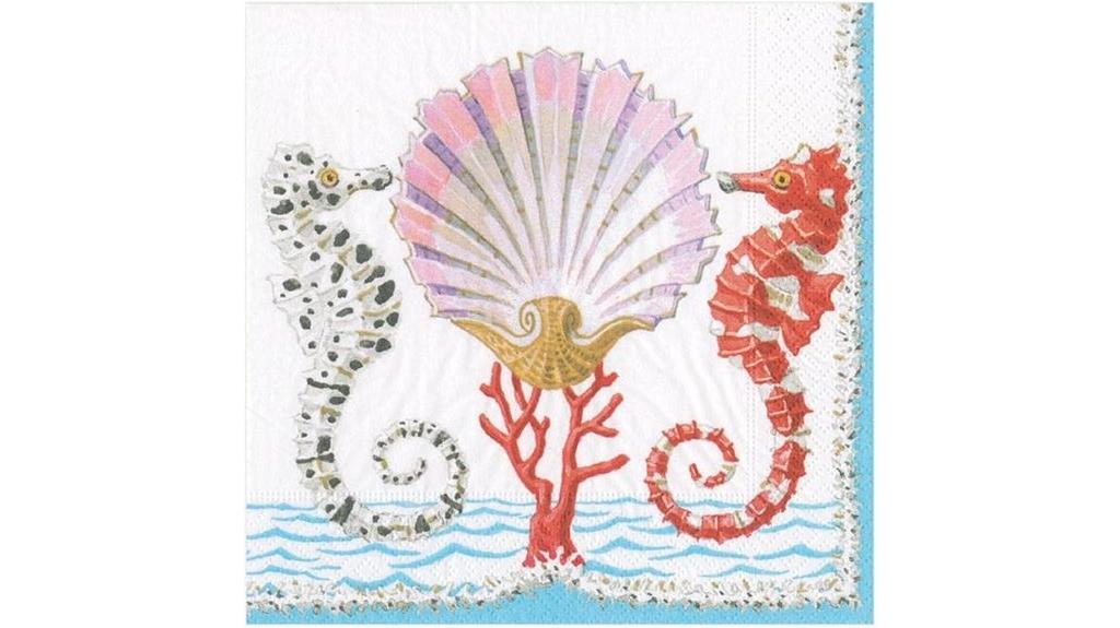 seahorse shell themed napkins