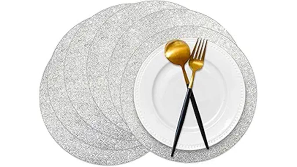 silver glitter place mats