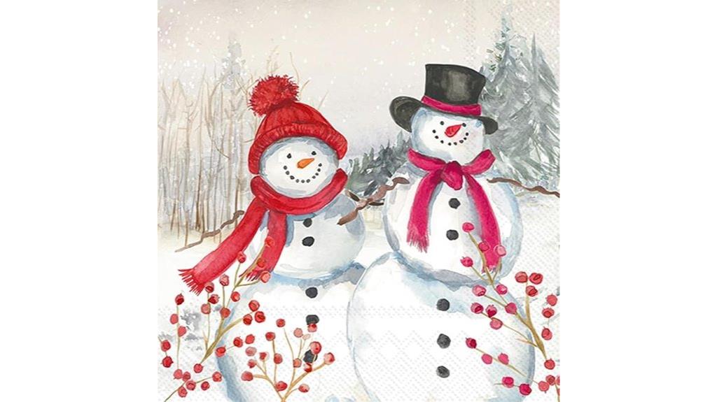 snowmen family cocktail napkins