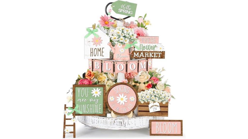 spring flower tiered decor