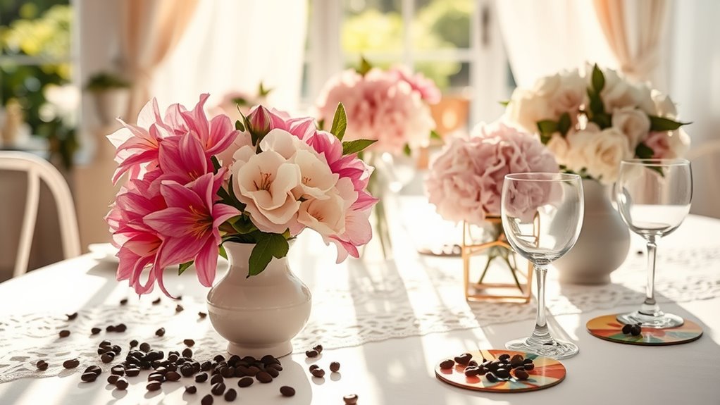 spring wedding coffee table decor