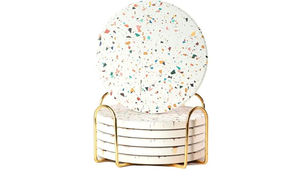 terrazzo coasters with holder