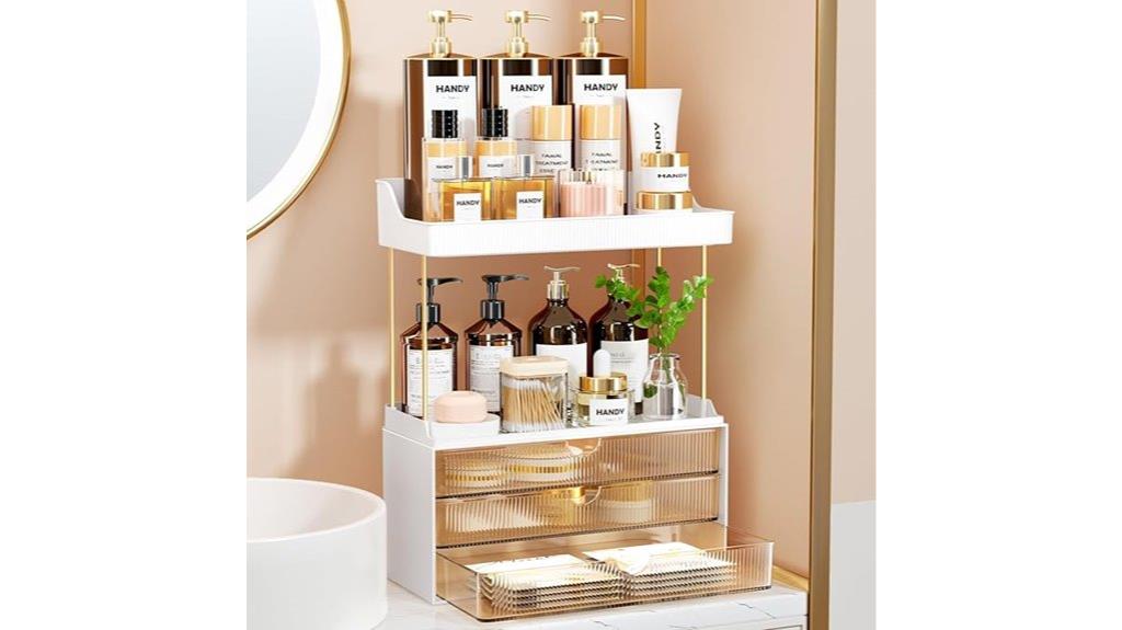 three compartment makeup organizer