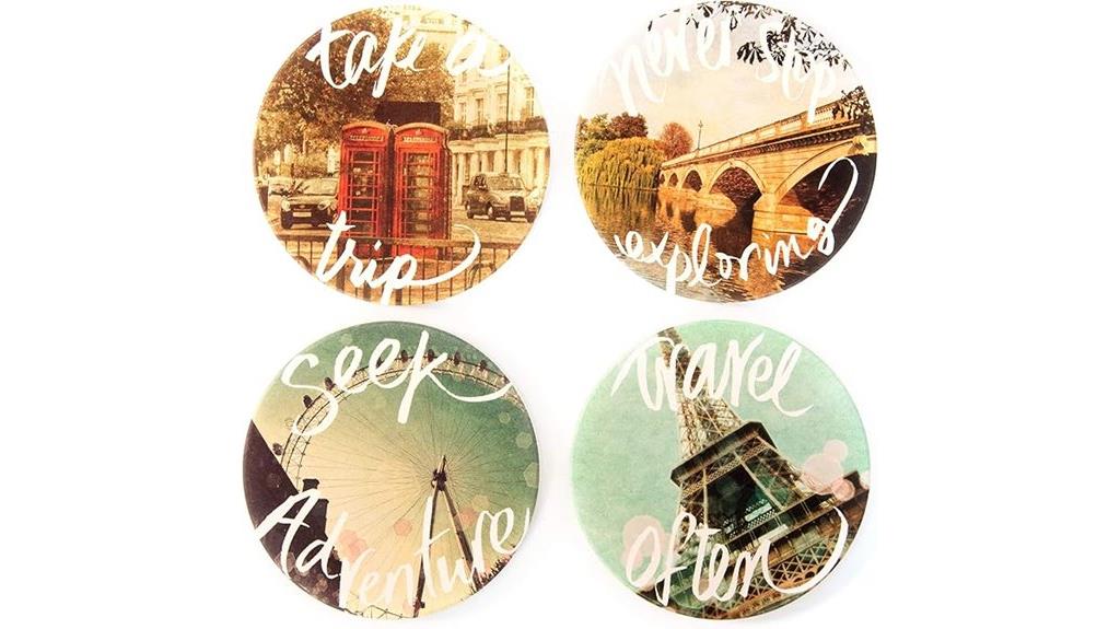 travel themed coaster set