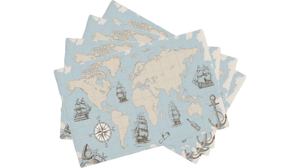 vintage map dining placemats