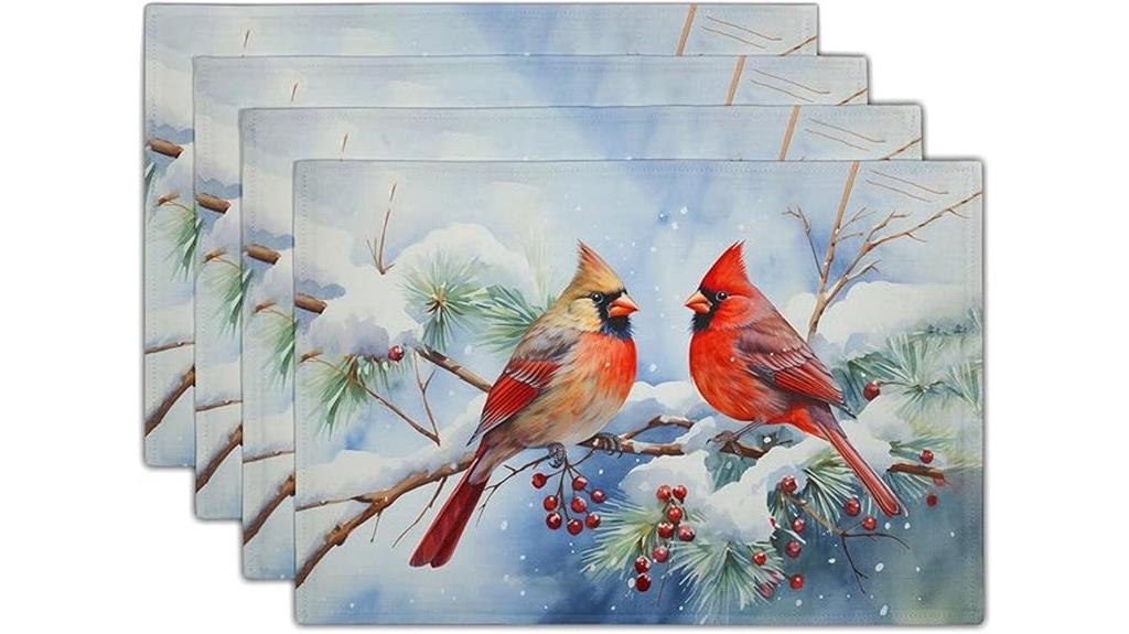 winter cardinal bird placemats