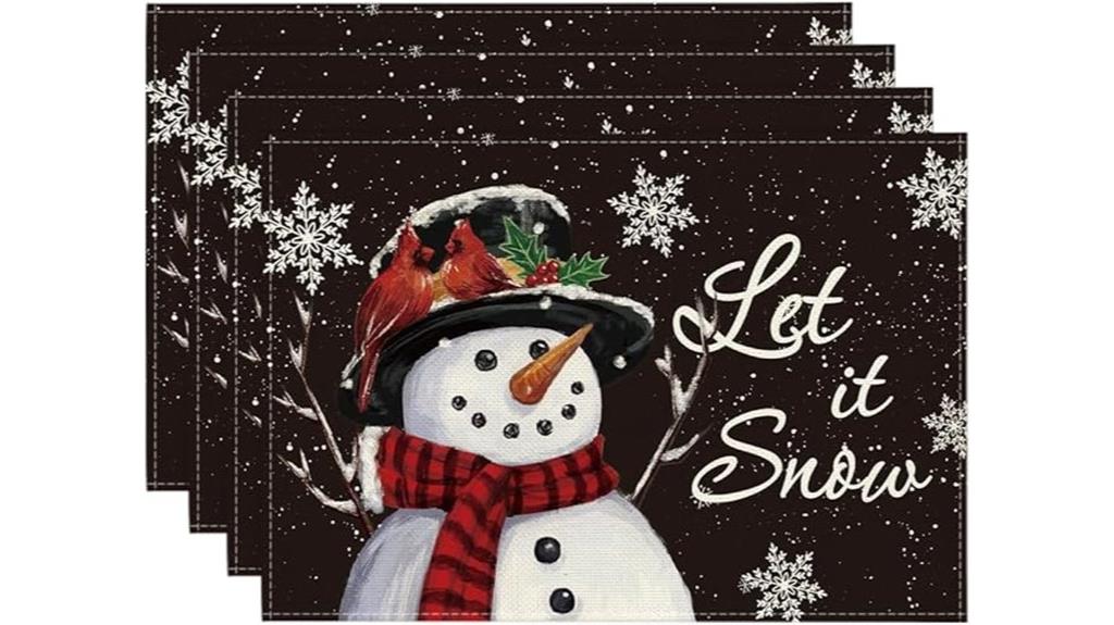 winter themed snowman placemats