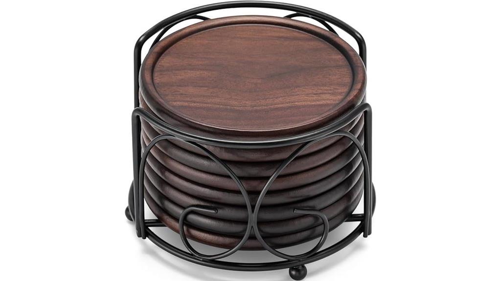wooden coasters with holder