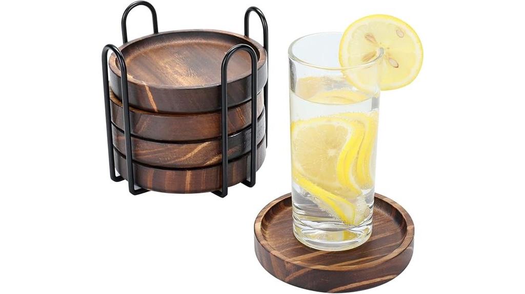 wooden drink coasters set