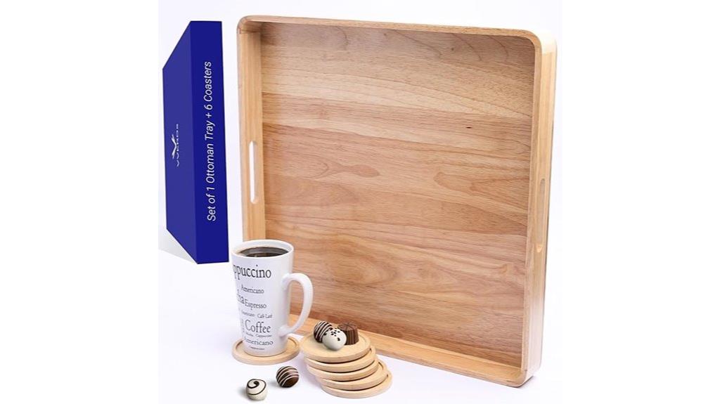 wooden tray with coasters